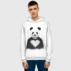 Толстовка-худи мужская Love panda, цвет: 3D-белый — фото 2
