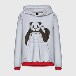 Толстовка-худи мужская Panda love art, цвет: 3D-красный