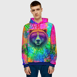Толстовка-худи мужская Цветной медведь, цвет: 3D-синий — фото 2