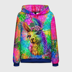 Толстовка-худи мужская Цветная лама, цвет: 3D-синий