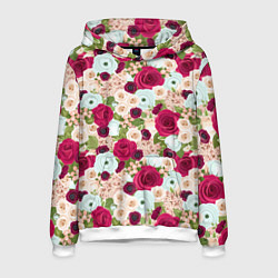 Толстовка-худи мужская Цветочный фон, цвет: 3D-белый