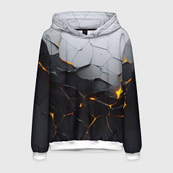 Толстовка-худи мужская Неоновые трещины, цвет: 3D-белый