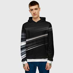 Толстовка-худи мужская Black abstract background, цвет: 3D-белый — фото 2