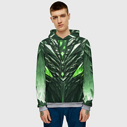 Толстовка-худи мужская Зелёные кристаллы и камень, цвет: 3D-меланж — фото 2