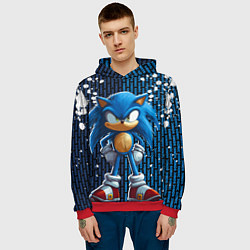 Толстовка-худи мужская Sonic - splash and logo, цвет: 3D-красный — фото 2