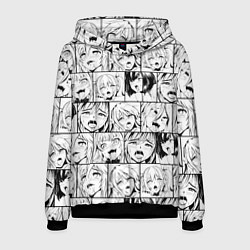 Толстовка-худи мужская Ahegao pattern, цвет: 3D-черный