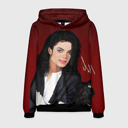 Толстовка-худи мужская Michael Jackson с пантерой и автографом, цвет: 3D-черный