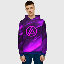 Толстовка-худи мужская Linkin park neon stripes logo, цвет: 3D-синий — фото 2