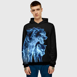 Толстовка-худи мужская Волки призраки, цвет: 3D-черный — фото 2