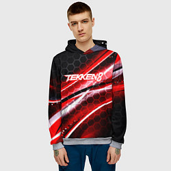 Толстовка-худи мужская Tekken 8 огненное лого файтинг, цвет: 3D-меланж — фото 2