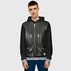 Толстовка-худи мужская Terminator first - leather jacket, цвет: 3D-меланж — фото 2