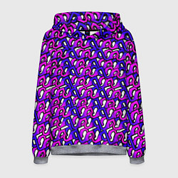 Толстовка-худи мужская Фиолетовый узор и чёрная обводка, цвет: 3D-меланж