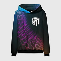 Толстовка-худи мужская Atletico Madrid футбольная сетка, цвет: 3D-черный