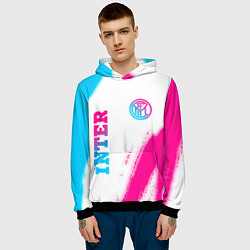 Толстовка-худи мужская Inter neon gradient style вертикально, цвет: 3D-черный — фото 2