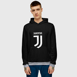 Толстовка-худи мужская Juventus sport fc белое лого, цвет: 3D-меланж — фото 2