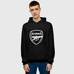 Толстовка-худи мужская Arsenal fc белое лого, цвет: 3D-черный — фото 2