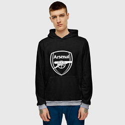 Толстовка-худи мужская Arsenal fc белое лого, цвет: 3D-меланж — фото 2