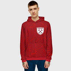 Толстовка-худи мужская West Ham отпечатки, цвет: 3D-красный — фото 2