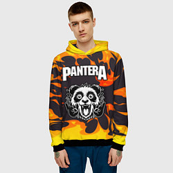 Толстовка-худи мужская Pantera рок панда и огонь, цвет: 3D-черный — фото 2
