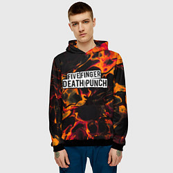 Толстовка-худи мужская Five Finger Death Punch red lava, цвет: 3D-черный — фото 2