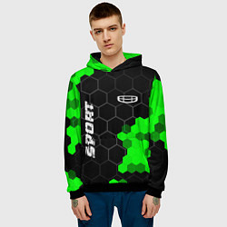 Толстовка-худи мужская Geely green sport hexagon, цвет: 3D-черный — фото 2