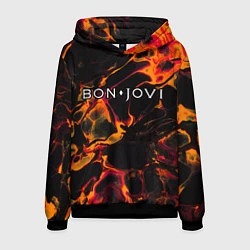Толстовка-худи мужская Bon Jovi red lava, цвет: 3D-черный