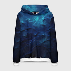 Толстовка-худи мужская Абстрактные волны глубины, цвет: 3D-белый