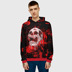 Толстовка-худи мужская Bloody skull, цвет: 3D-красный — фото 2