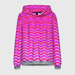 Толстовка-худи мужская Розовые линии и белые полосы, цвет: 3D-меланж
