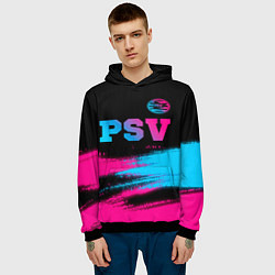 Толстовка-худи мужская PSV - neon gradient посередине, цвет: 3D-черный — фото 2