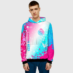 Толстовка-худи мужская Club Brugge neon gradient style вертикально, цвет: 3D-черный — фото 2