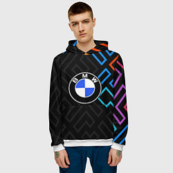 Толстовка-худи мужская Bmw абстракция, цвет: 3D-белый — фото 2