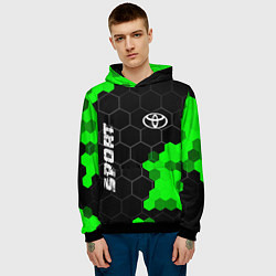 Толстовка-худи мужская Toyota green sport hexagon, цвет: 3D-черный — фото 2