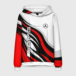 Толстовка-худи мужская Mercedes benz AMG - белый с красным, цвет: 3D-белый
