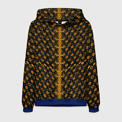 Толстовка-худи мужская Жёлтые киберпанк ячейки на чёрном фоне, цвет: 3D-синий