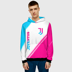 Толстовка-худи мужская Juventus neon gradient style вертикально, цвет: 3D-черный — фото 2