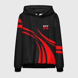 Толстовка-худи мужская GTR Nissan - Carbon and red, цвет: 3D-черный