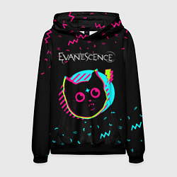 Толстовка-худи мужская Evanescence - rock star cat, цвет: 3D-черный