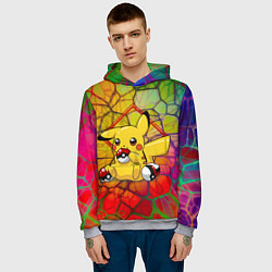 Толстовка-худи мужская Pikachu pokeballs, цвет: 3D-меланж — фото 2