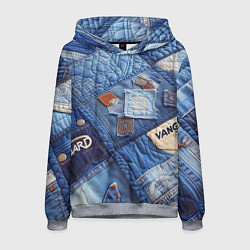 Толстовка-худи мужская Vanguard jeans patchwork - ai art, цвет: 3D-меланж