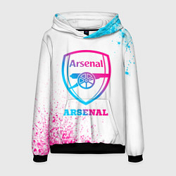 Толстовка-худи мужская Arsenal neon gradient style, цвет: 3D-черный