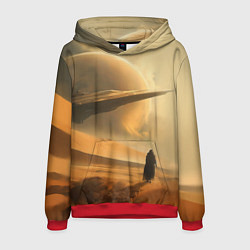 Толстовка-худи мужская Пустыня и космический корабль - Дюна, цвет: 3D-красный