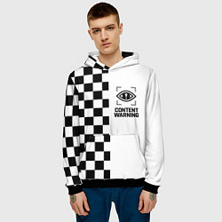 Толстовка-худи мужская Content Warning шашечки, цвет: 3D-черный — фото 2
