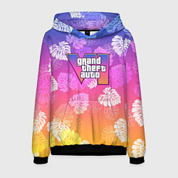 Толстовка-худи мужская Grand Theft Auto VI - пальмы, цвет: 3D-черный