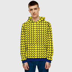 Толстовка-худи мужская Жёлтые лепестки шестиугольники, цвет: 3D-синий — фото 2