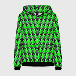 Толстовка-худи мужская Чёрно-зелёный паттерн, цвет: 3D-черный