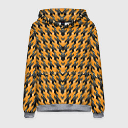 Толстовка-худи мужская Чёрно-жёлтый паттерн, цвет: 3D-меланж