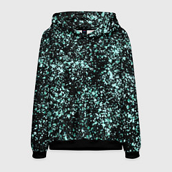 Толстовка-худи мужская Чёрный с напылением голубого цвета абстракция, цвет: 3D-черный