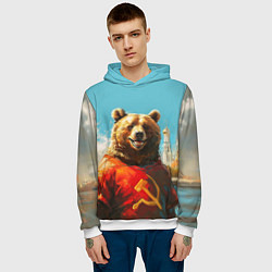 Толстовка-худи мужская Медведь с гербом СССР, цвет: 3D-белый — фото 2