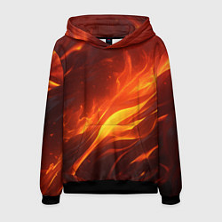 Толстовка-худи мужская Яркие языки пламени, цвет: 3D-черный